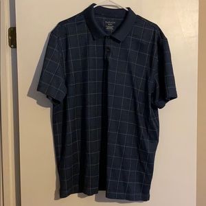 Nice quality van Heusen blue grey plaid polo shirt